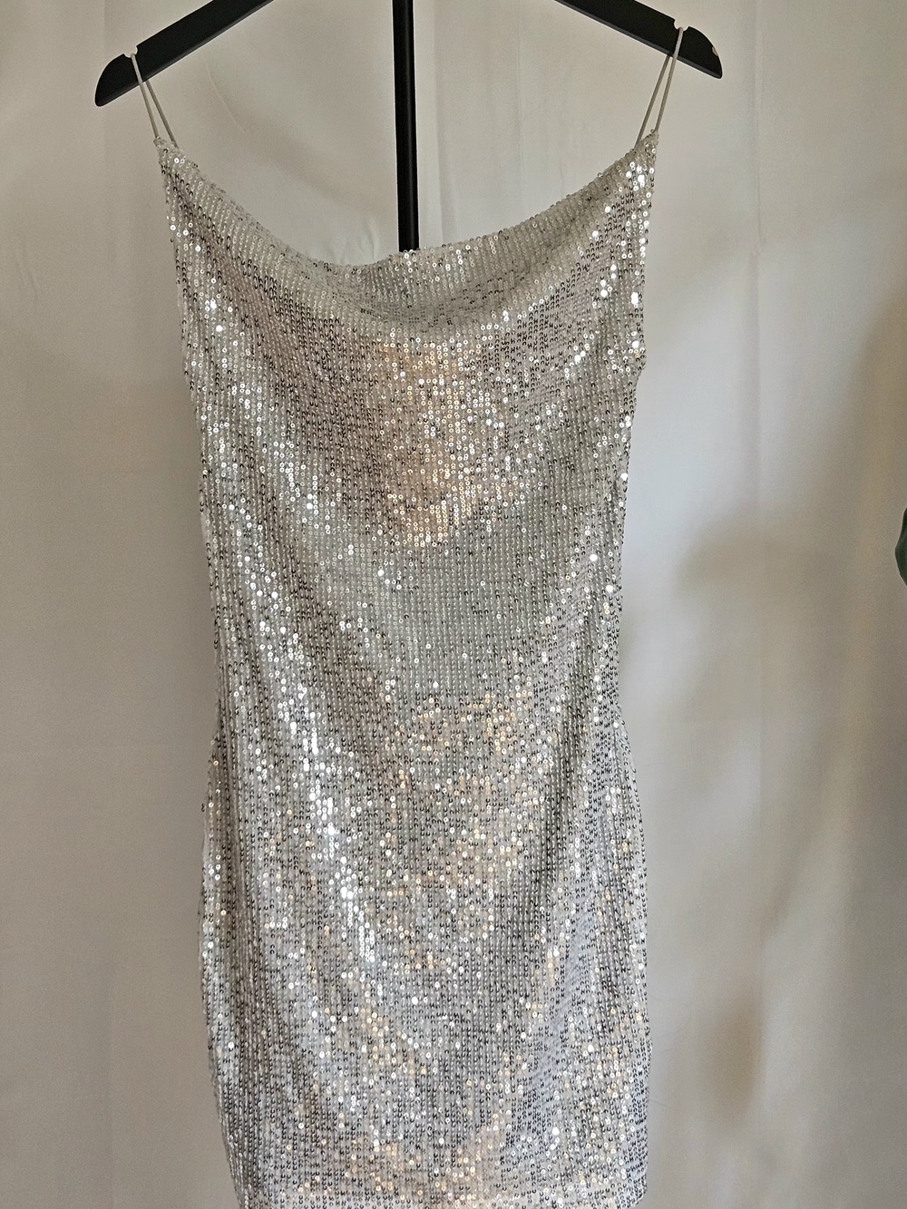 Bluesteel Silver Sequin Cowl Neck Mini Dress Size P / XS Party Night Out Holiday - Picture 2 of 16